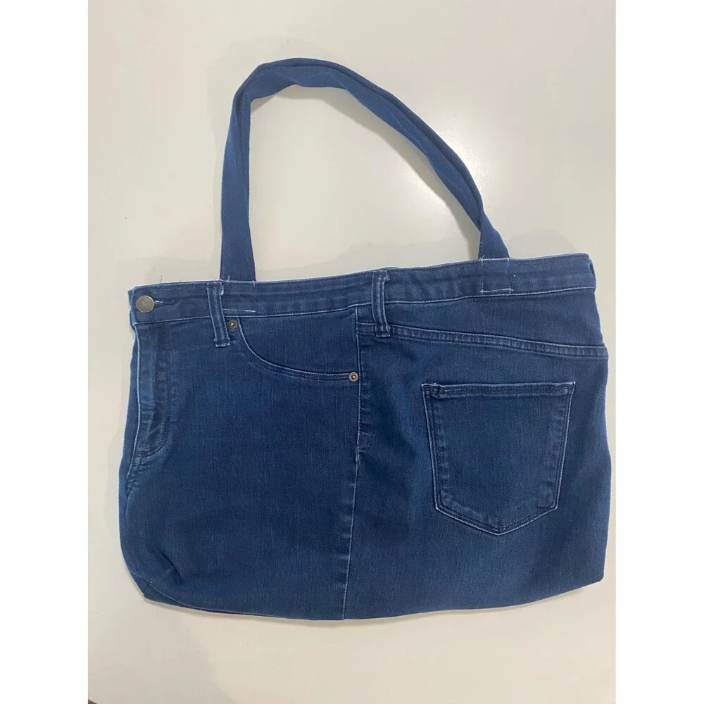 Handcrafted Jean Purse Dark Wash Denim Tote Bag